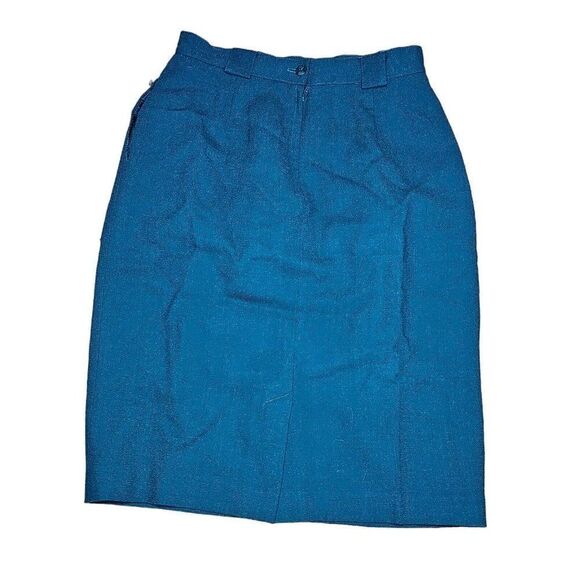 Vintage 60s Paul Stanley Pencil Skirt Womens M Wool Teal Blue Green Wiggle - Picture 1 of 7